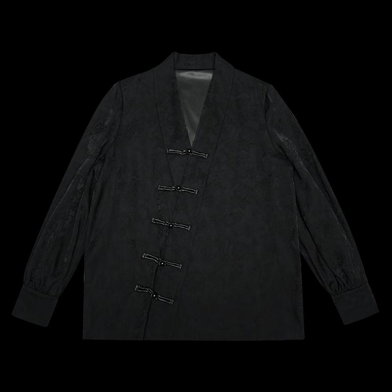 HECO New Chinese Style Rose Jacquard Loose Disc Button Shirt Jacket