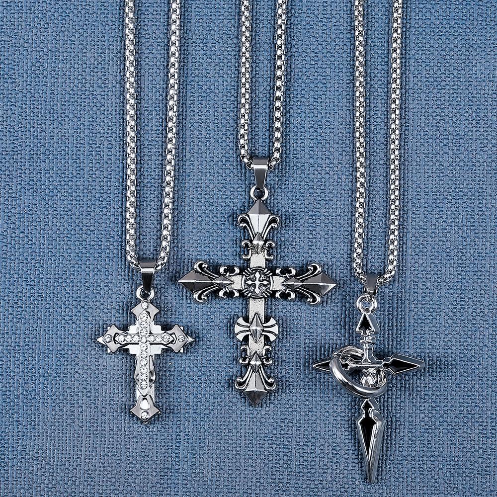 High Quality Cross Titanium Steel Non Fading Necklace,Domineering Trendy Men's hip-hop Pendant Chain,New Handsome Men Women Gift