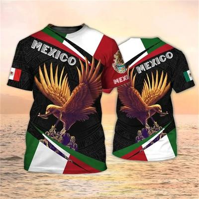 3D Printed Mexico Flag T-Shirt For Men Eagle Graphic T Shirts Summer Casual Streetwear Oversized Sports Tees Round Neck Tops