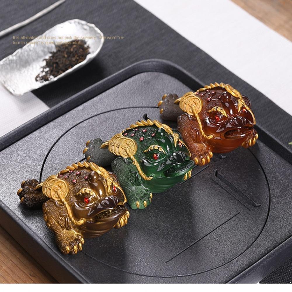 Resin Color Changing Tea Pet Gold Raise Golden Toad Cute Lucky Water Tea Pet  Tea Table Decoration
