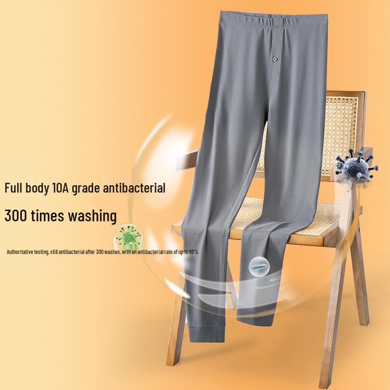 Izmene lungi subțiri din flanel antibacteriană din bumbac 100% pentru bărbați, culoare uni (Toamnă/Iarnă 2025)