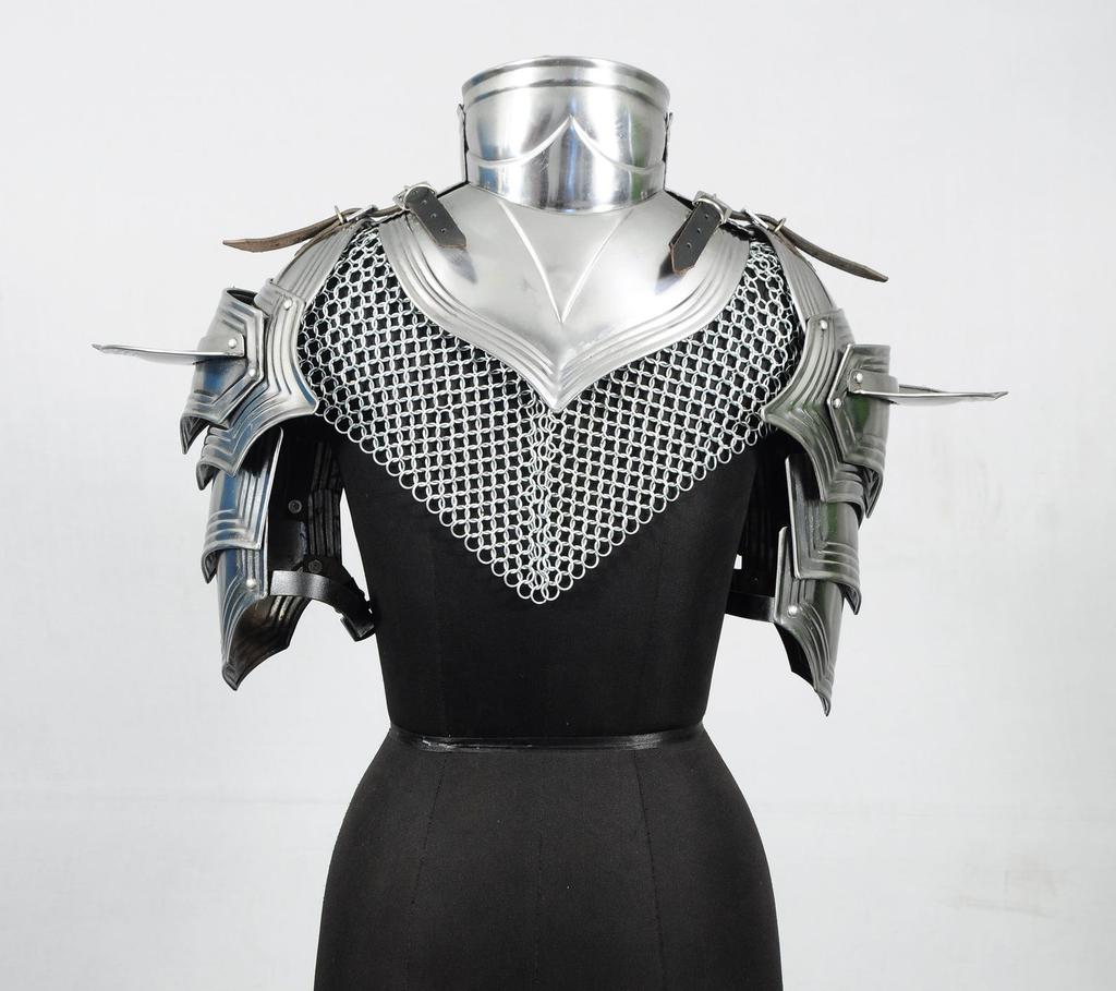 Medieval Warrior Steel Armor Set with Gorget & Pauldrons for LARP Renaissance Faire