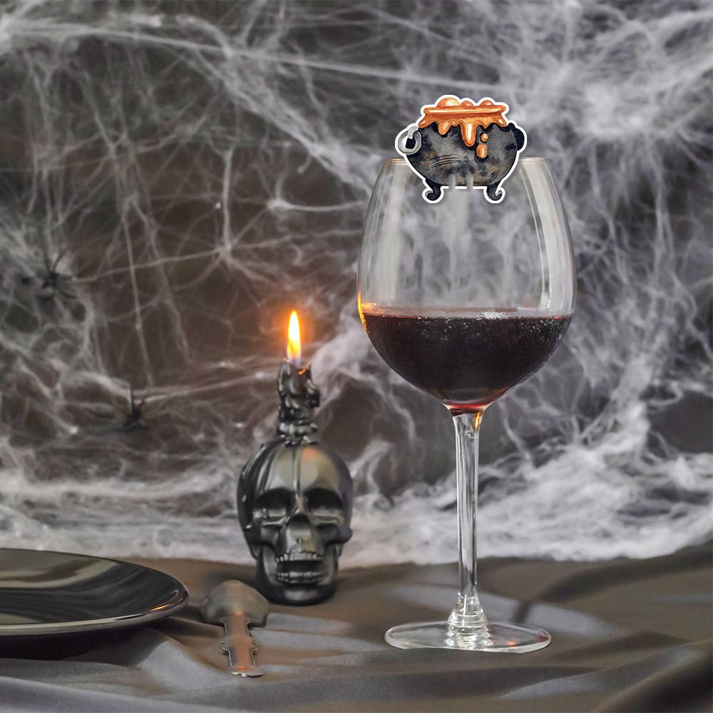 Decor Halloween Table Wine Glass Plugin Set With Ghost And Elements Pumpkin