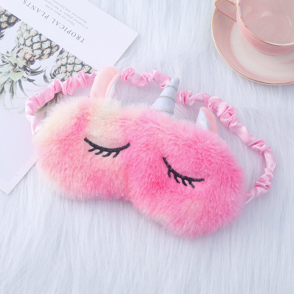 Unicorn Ears Plush Eye Mask with Embroidered Rabbit Design for Sleep Shading