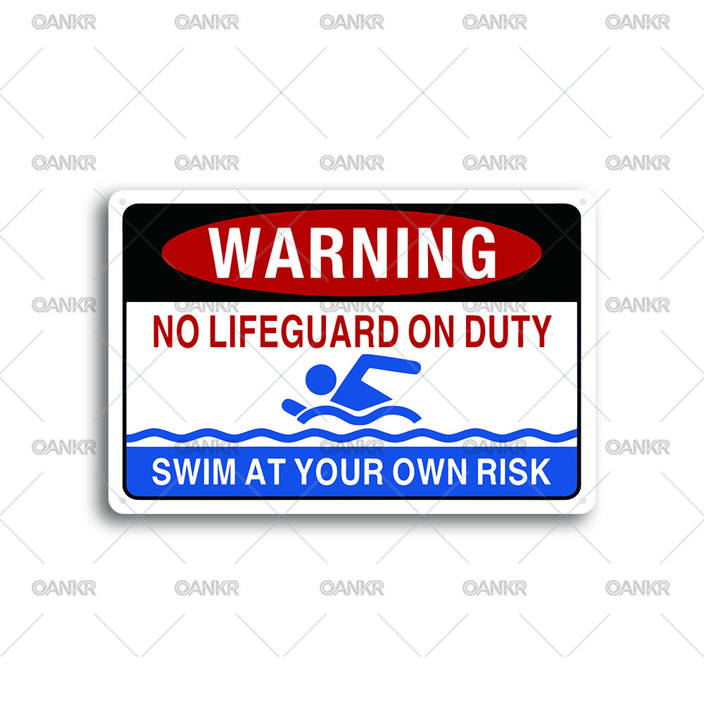 Vintage Pool Warning Metal Tin Sign No Lifeguard On Duty Swim At Your Own Risk Swimming Pool Posters Metal Signs for Pool 20x30cm（7.8x11.8inch）