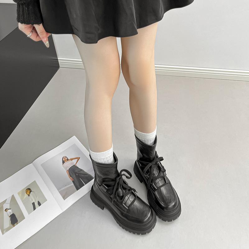Thick-soled Martin boots women's 2025 new autumn and winter British style retro short boots versatile thick heel heightened and thin locomotive boots