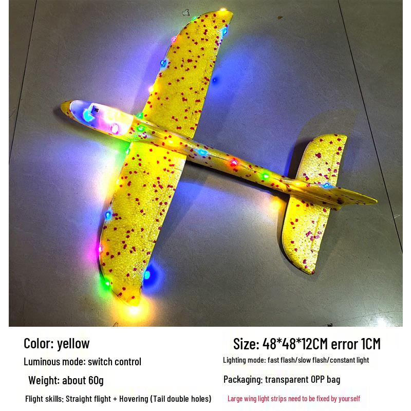 Children's 48CM Luminous Foam Glider Toy - Pure White Model for Outdoor Play