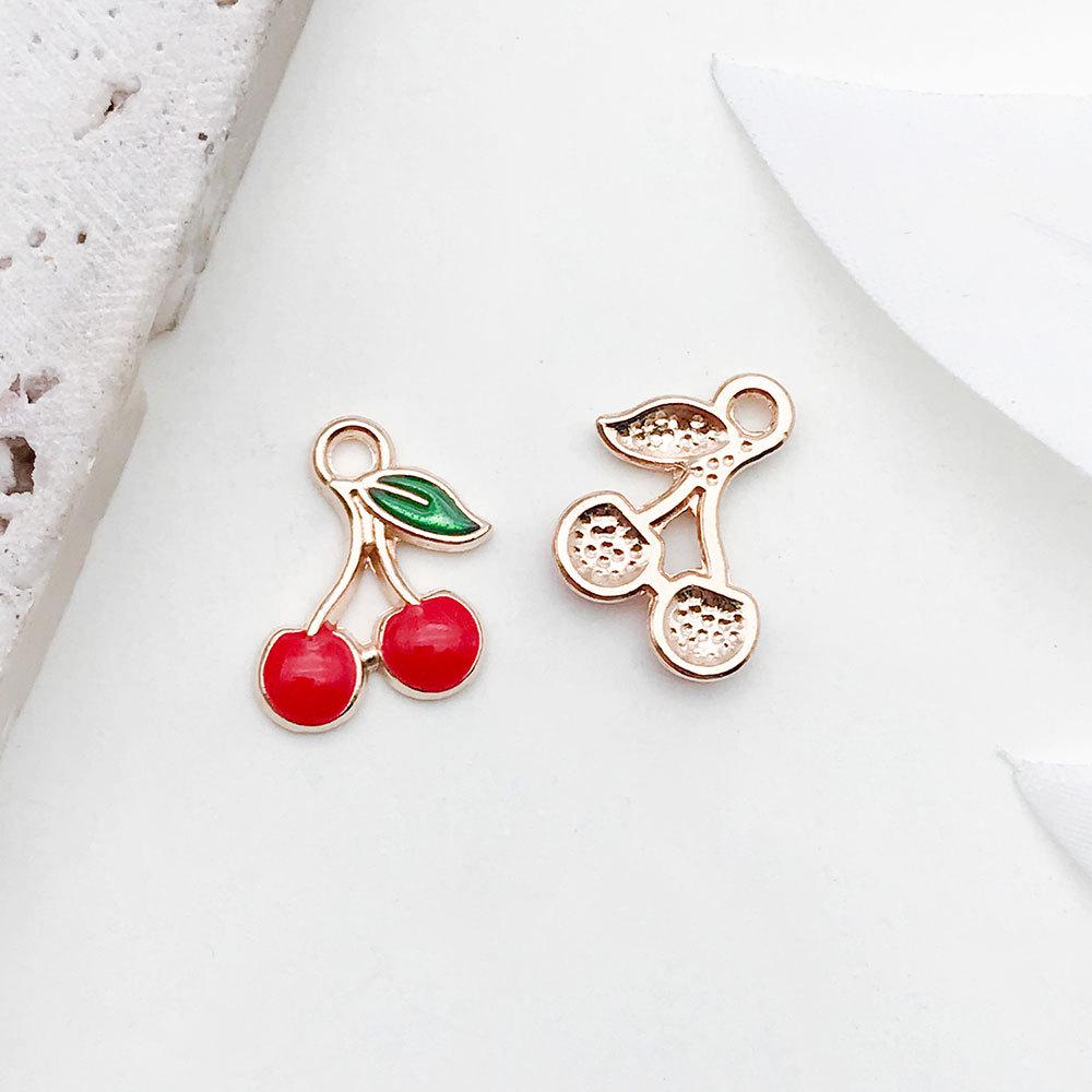 Red Cherry Blossom Oil Drop Keychain & Earrings Set: DIY Jewelry & Hair Accessories