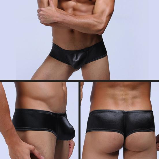 Men Solid Color Low Rise Sexy U Convex Bulge Pouch T-Back Thong Briefs