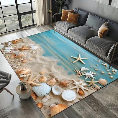 3D Starfish Beach Shell Sea Star Sand Carpet Rug for Living Room Bedroom Home Sofa Decoration Kids Play Non-slip Floor Mat