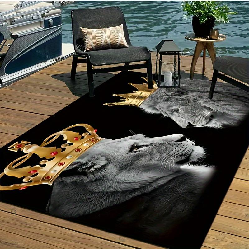 Regal Lion Crown Design Area Mat - Non-Slip, Machine Washable,, Durable, And Comfortable - Suitable for Living Room, Bedroom,And Dining Room