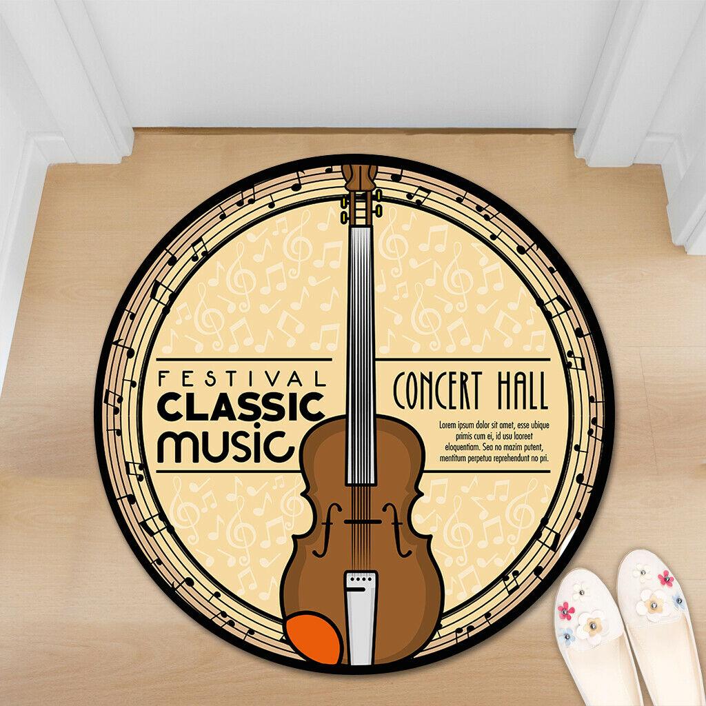 Guitar Music Non-slip Round Soft Area Rug Floor Carpet Door Mat Home Decor