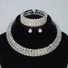 Gold & Silver Rhinestone Jewelry Set: Choker, Bracelet, Stud Earrings, & Necklace