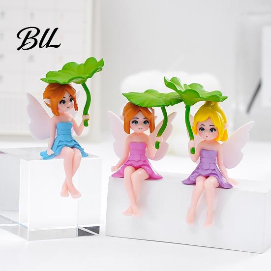 Fairy Garden Decor Miniature Figurines Little Girls Ornaments with Lotus Leaf for Desk Accessory Flower Pot Moss Landscapes Home Shelf Car Delicate