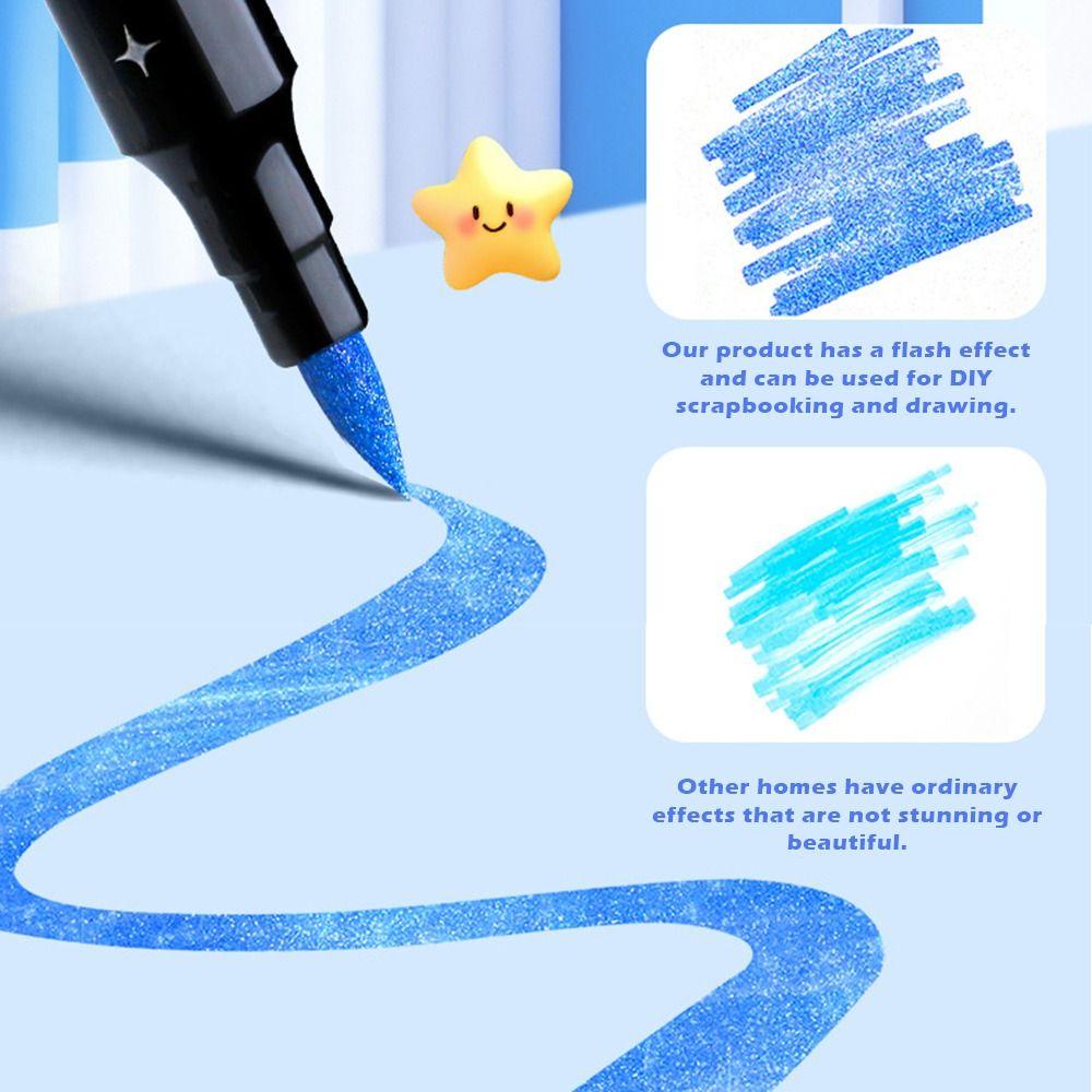Multi-color 72 Colors Glitter Pen Soft Head Glitter Effect Art Marker Pen Flashing Pen DIY Drawing
