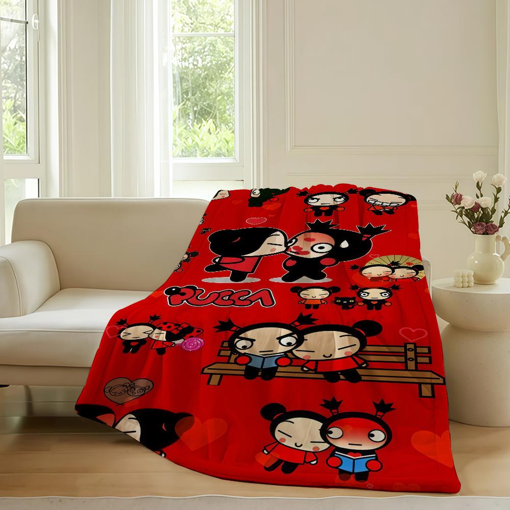 

Мультяшное милое одеяло Pucca для дивана, офиса, кровати, самолета, путешествий, сна, чтения, отдыха, кемпинга, мягкое и теплое 30x40in