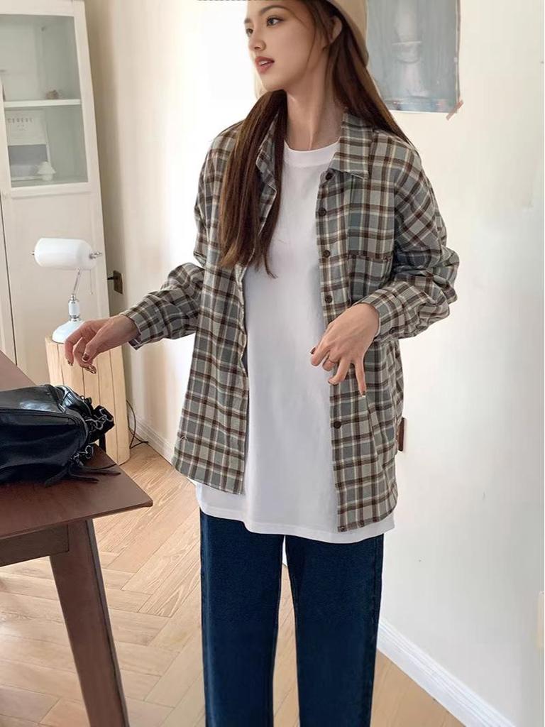 Women's Plus Size Long Sleeve Cotton T-shirt - Trendy American Brand for Spring and Autumn