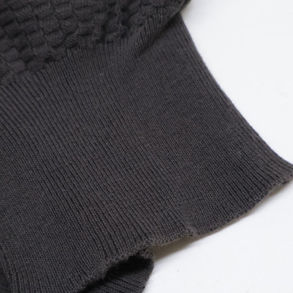 HERMES 20 Stainless Steel Gray Cotton Design Change Crew Neck Long Sleeve Knit Shirt tops S grayUsed