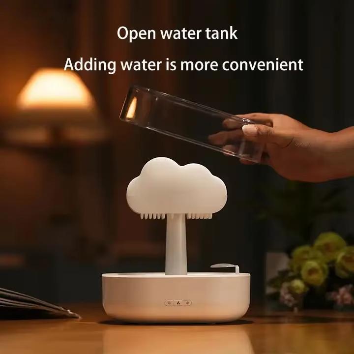 Home Bedroom Car Hot Sale Rain Cloud Humidifier Aroma Essence Oil Diffuser 7 Color LED Night Light Mushroom Design