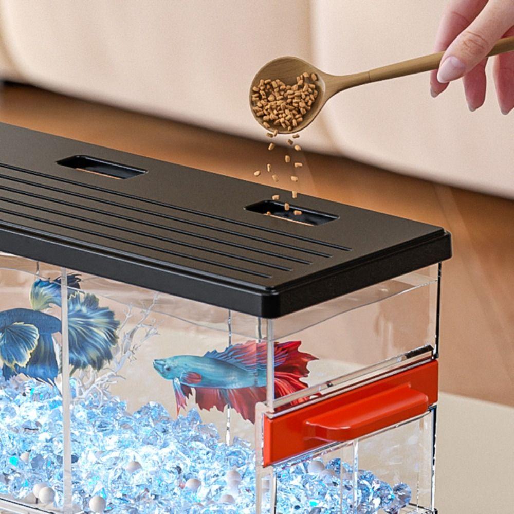 High Definition Transparent Fish Tank Shatterproof Fish Breeding Box Desktop Fish Tank  Office