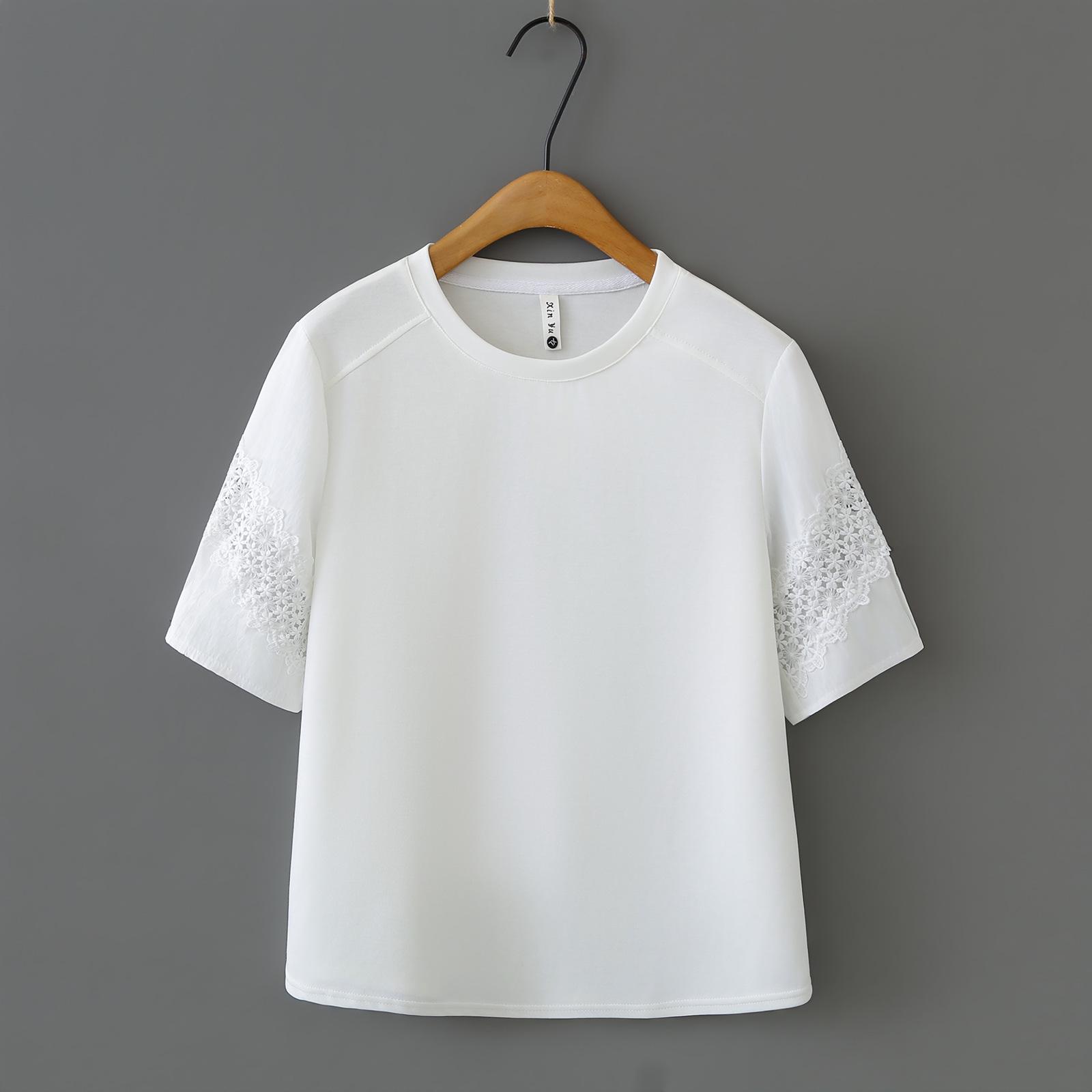 Plus Size Women s Short Sleeve Lace Pleated Patchwork Top - Summer 2026 4XL