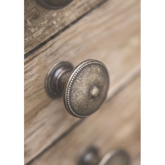 Boutons de meuble Rond Antik - Zamak laitonné - H.22mm - Blanc - Lot de 4