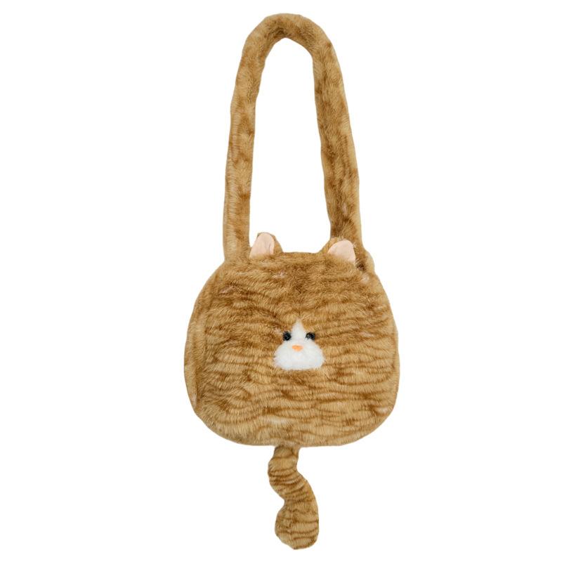 Süße Plüschkatze Umhängetasche neue weibliche Ins-Wind-Mädchen weich süß flauschig große Kapazität Umhängetasche