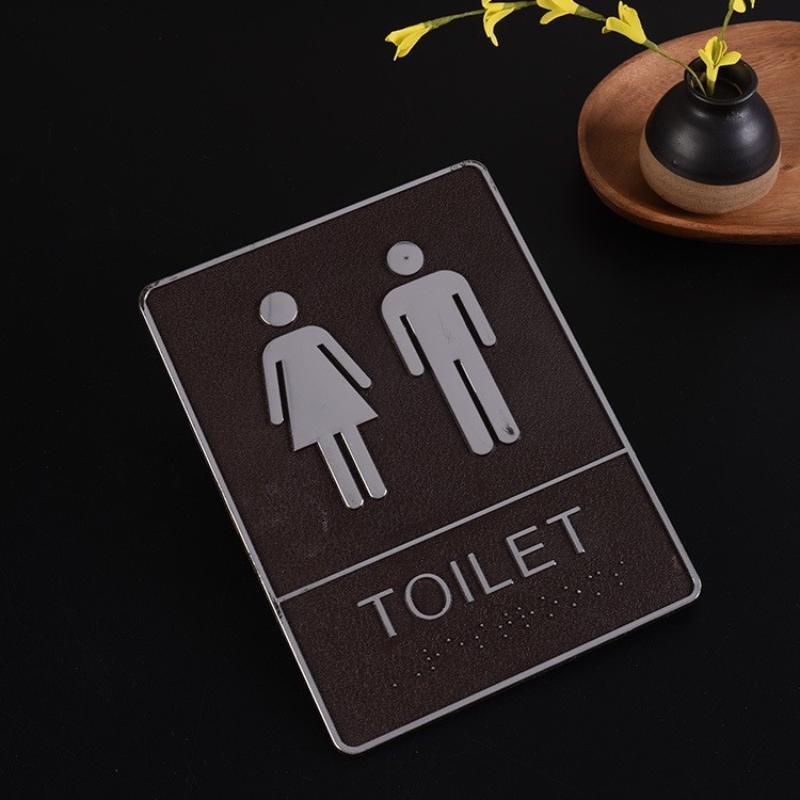 Self-Adhesive Bathroom Sign Restroom Door Sign Men Women Restroom Sign Board Washroom Sign Mark Office Mall Removable Sticker