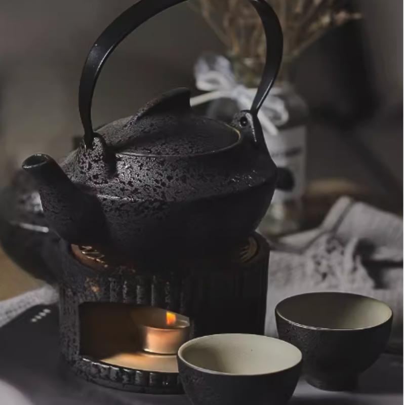 Tea Set Heater Ceramic Home Retro Teapot Candle Stove Base Incense Burner Tea Set Kitchen Restaurant Bar Home Decor