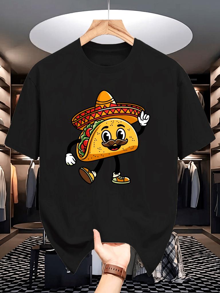 1016 Taco Men's Summer Short-sleeved T-shirts, Fashionable and Trendy Printed Men's Bottoming Shirts, Male Teenagers' Spring and Summer Round Neck Cas