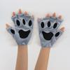 Furry Half Finger Animal Paw Gloves, Plush Cat Wolf Paw Gloves, Fursuit Cosplay Costume Gloves for Halloween Party Dress Up