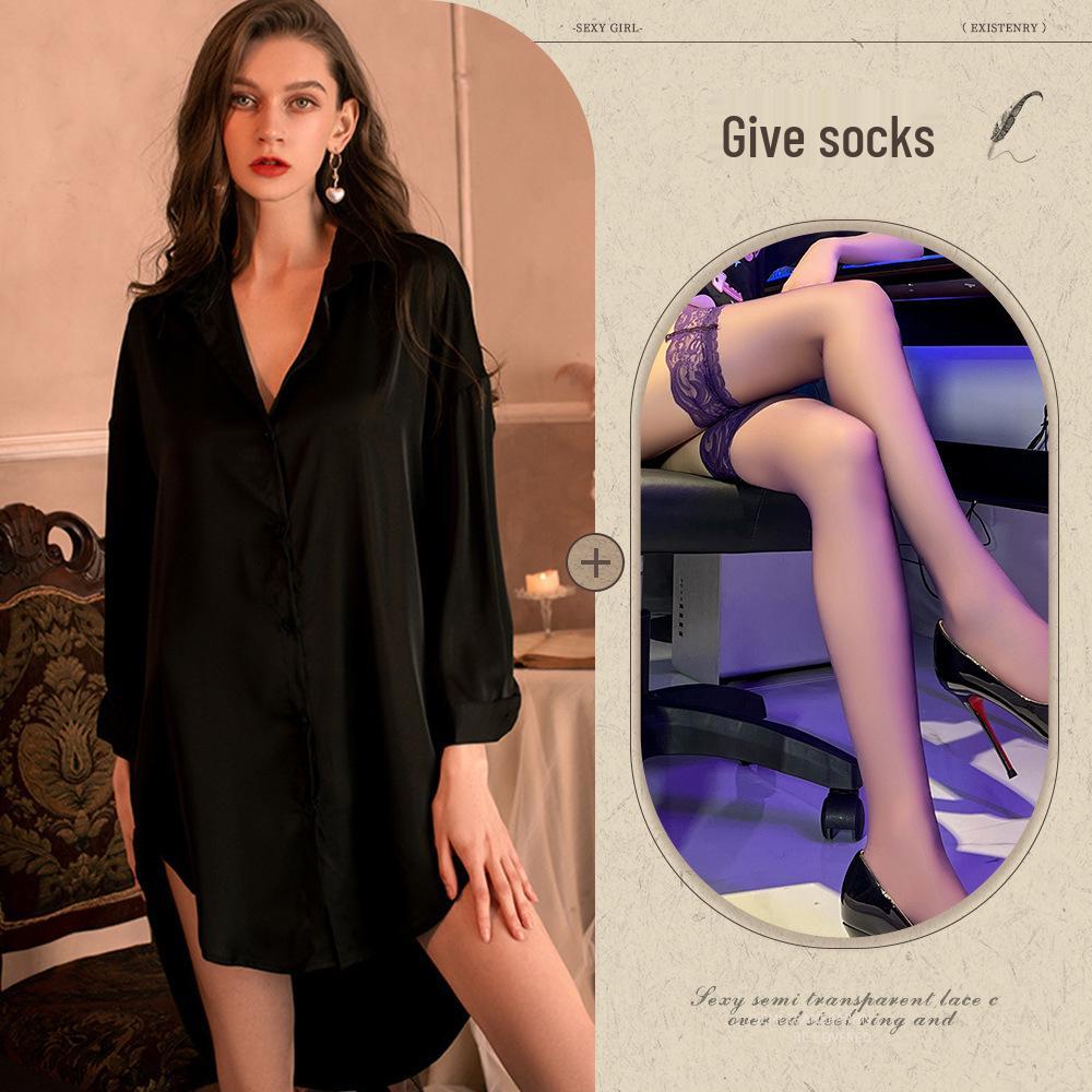 Übergröße Spitze Mesh Boyfriend Hemd - Sexy Dessous Loungewear für Frauen