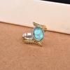 WOSIKATE Vintage Turquoise Feather Ring For Women   CopperSeparate Color Gold Plated Party Ring Fashion Jewelry
