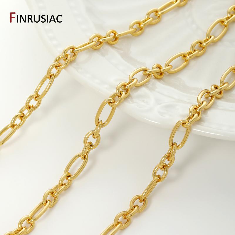 18K Gold Plated Brass 3:1 Special Chain Figaro Chain,High Quality Metal Chain for DIY Necklace Bracelet Making Accessories
