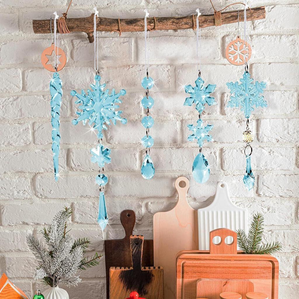 Christmas 18-Piece Snowflake & Icicle Acrylic Tree Decorations Set