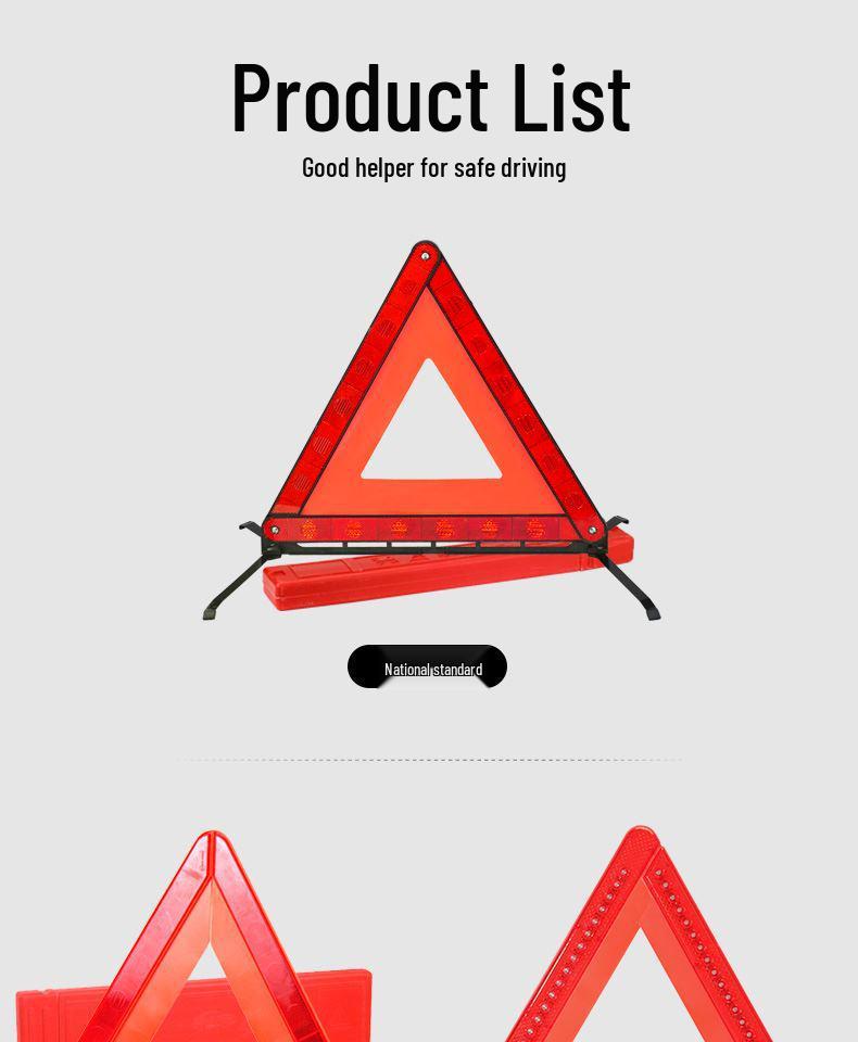 Compact Car-Mounted Reflective Triangle Emergency Warning Sign