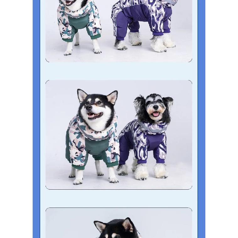 Winter Pet Dog Camouflage One-piece Four-legged Suit Waterproof Dogs Thicken Cotton Clothes with D-ring Outdoor Pet Walking Coat