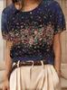 Blumenprint Rundhals Pullover Kurzarm Strickpullover für Damen - Sommer 2026 Edition