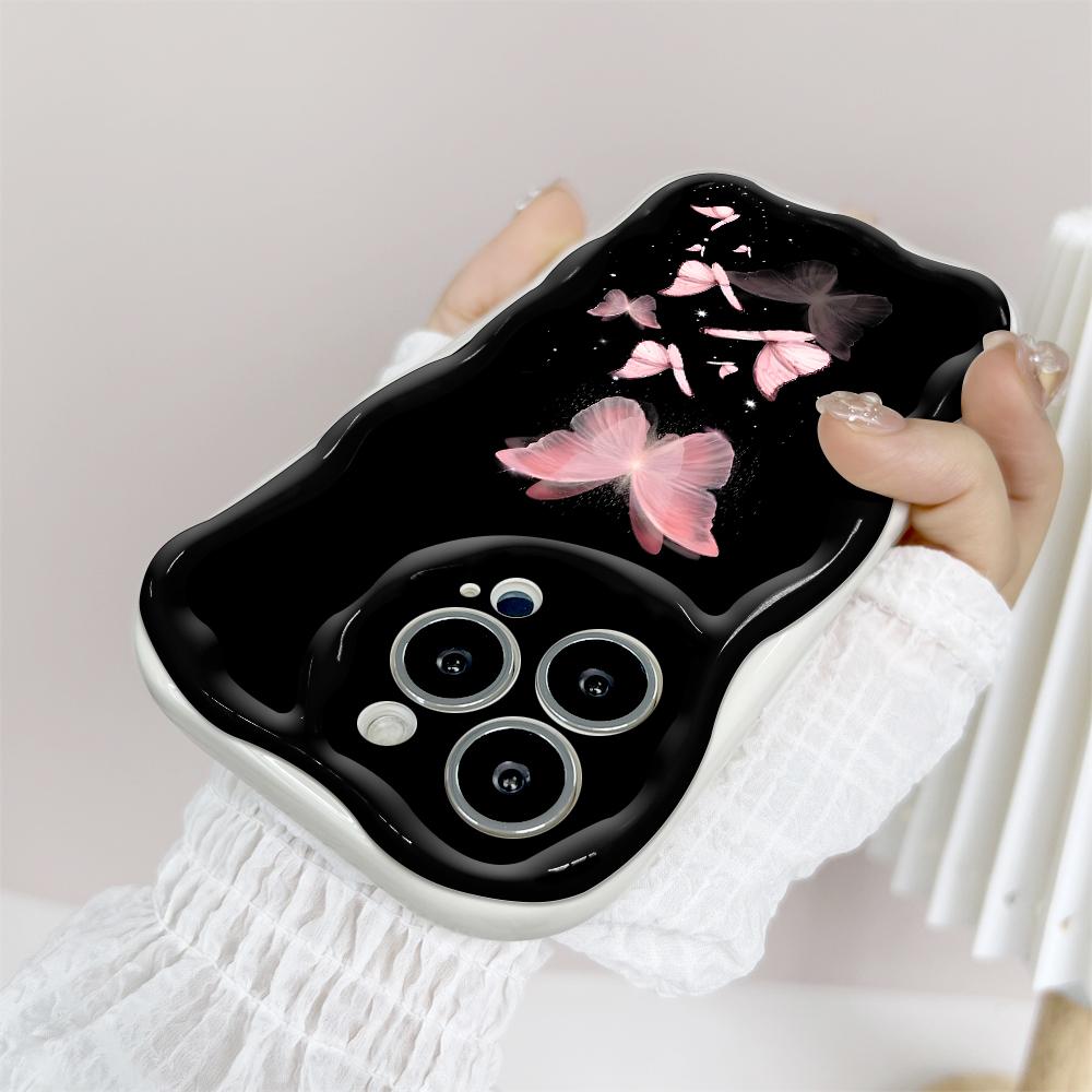 Model de desene animate Carcasă cu textura cremă Marginea ondulată Husă din silicon moale Husă pentru telefon pentru iPhone Samsung Huawei Honor Xiaomi Redmi Infinix Tecno