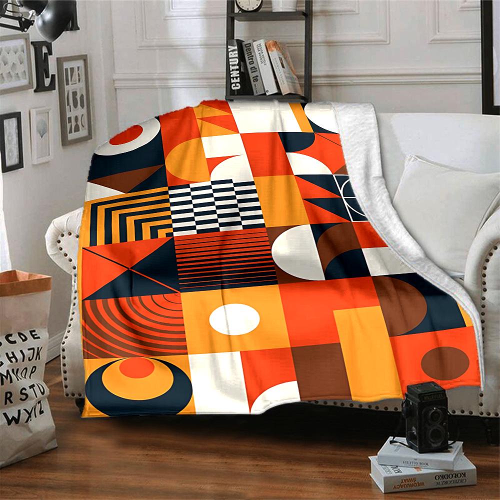 Abstract Geometric Shapes Blanket Soft Throw Blanket For Home Bedroom Bed Sofa Travel Office Solid Christmas Blanket