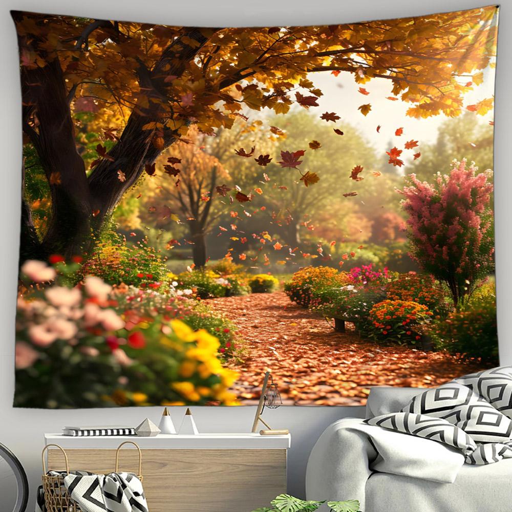 Asian Style Landscape Tapestry Nature Scenery Forest Waterfall Bedroom Living Room Home Wall Hanging Decor Natural Tapestry