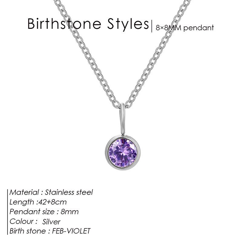 European & American Luxury Colorful Rhinestone Pendant Necklace - December Birthstone Stainless Steel Jewelry