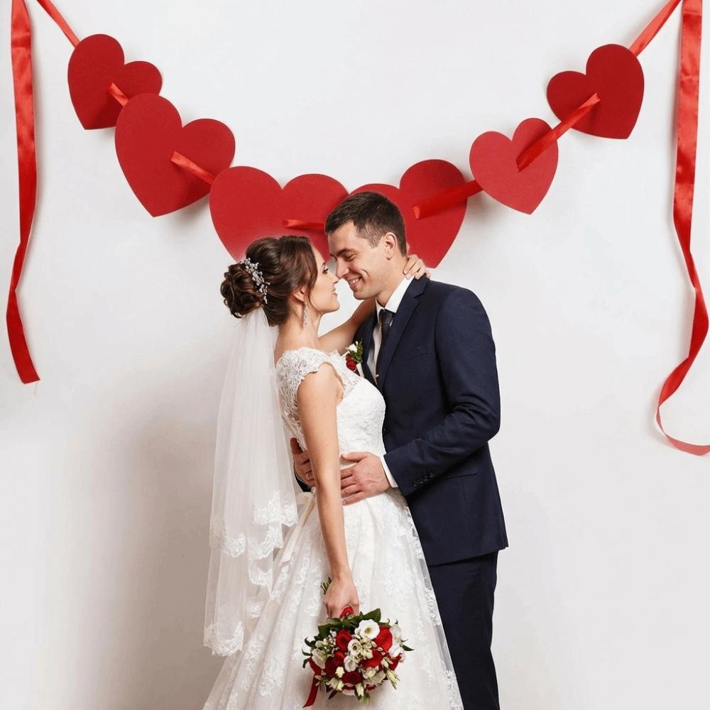 300cm Heart-Shaped Banner Reusable Valentine's Day Banner  Anniversary Celebration