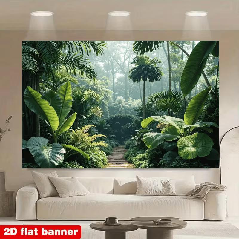 2D Lush Jungle Garden Backdrop Photography Background Banner