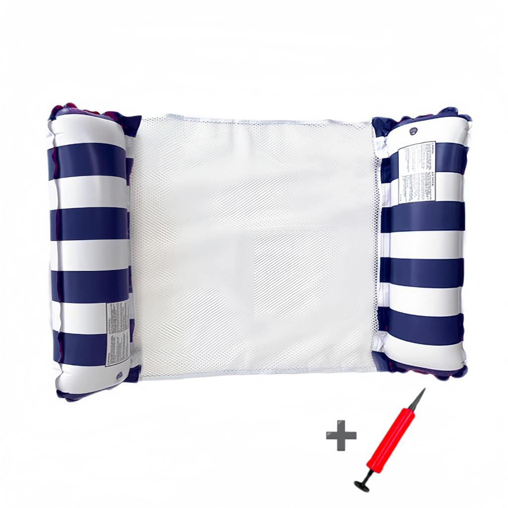 Inflatable Stripe Mesh Floating Bed - Foldable Seaside Lounger