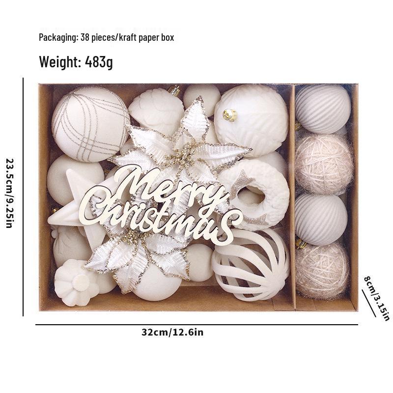 Premium Flocked Christmas Ball Set: 35-Piece Cross-Border Ornament Collection