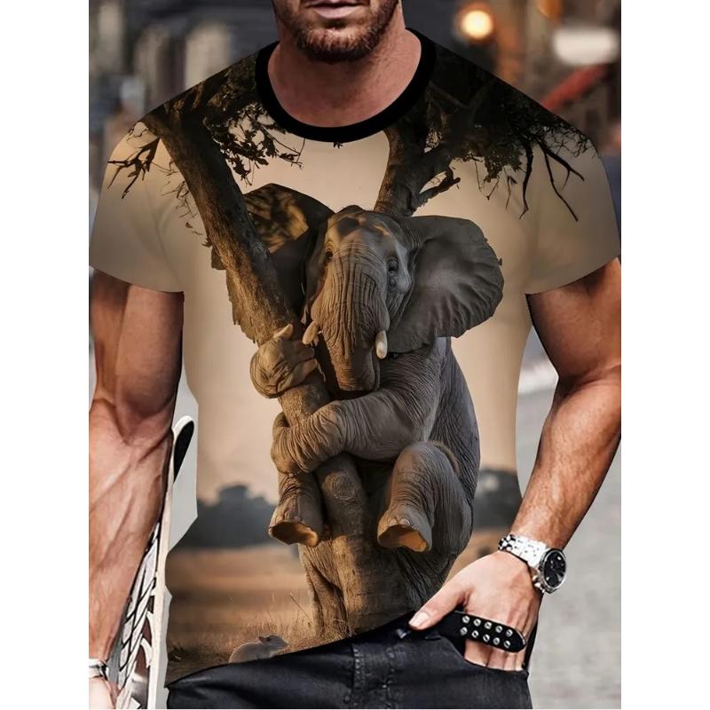 Fashion Men's Crew Neck Short Sleeve 3D Casual Color Printing Casual Short Sleeve Crew Neck T-Shirt