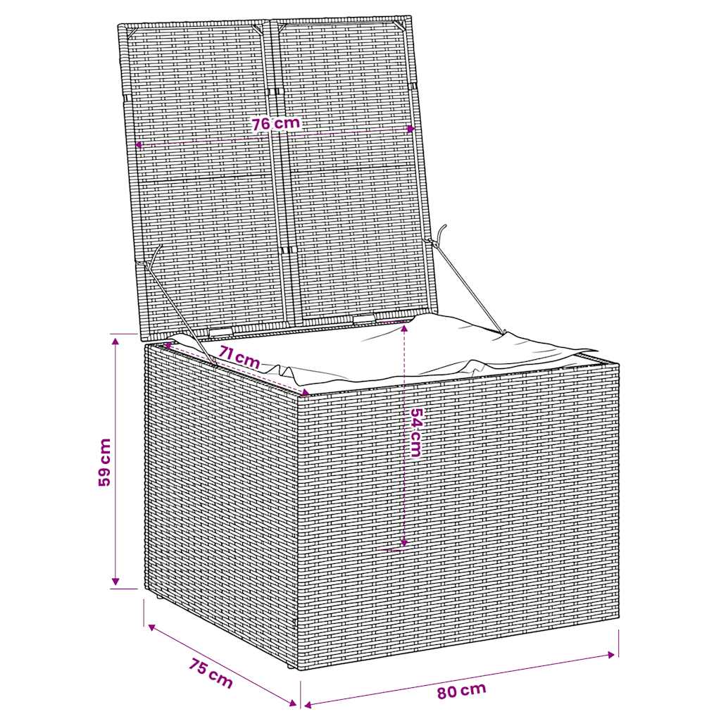 Garden Storage Box Gray 291 L Poly Rattan