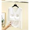 With Chest Pad Modal Long Sleeves Shirt Women Autumn Loose V-neck All-Match Casual Bottoming Shirt Thin Plus Size Top