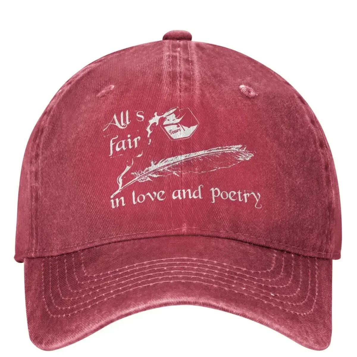 

Alls Fair In Love Poetry Funny Valentines Day Swifts Outfit Unisex Women Baseball Caps Distressed Denim Hats Vintage One Size